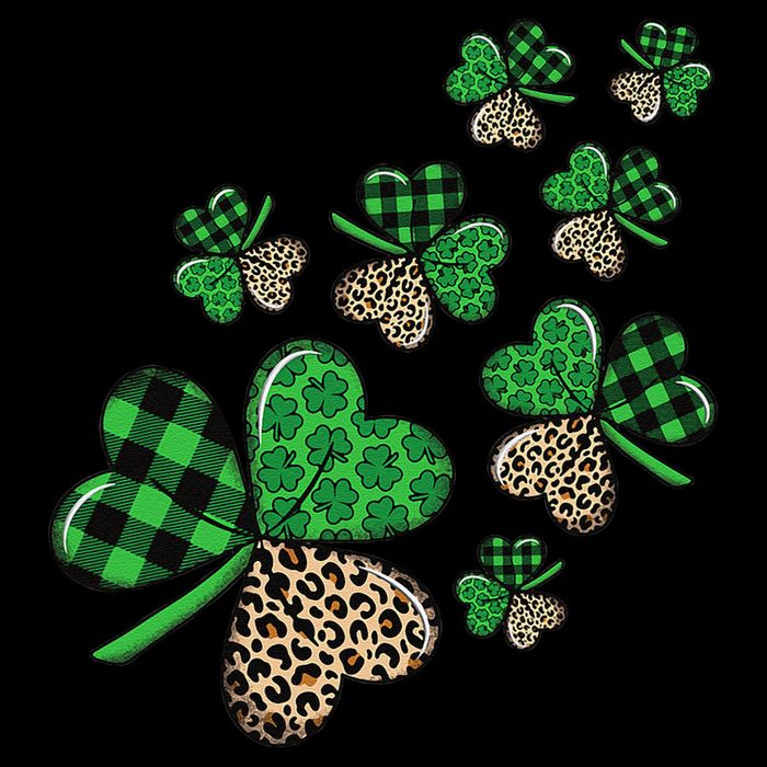 St. Patricks Day Shamrock Irish Leopard Print Plaid Pattern Poster