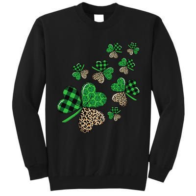 St. Patricks Day Shamrock Irish Leopard Print Plaid Pattern Tall Sweatshirt