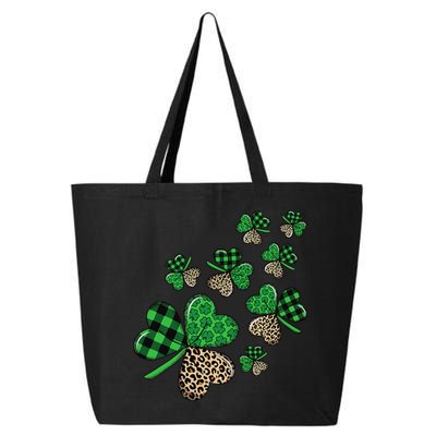 St. Patricks Day Shamrock Irish Leopard Print Plaid Pattern 25L Jumbo Tote