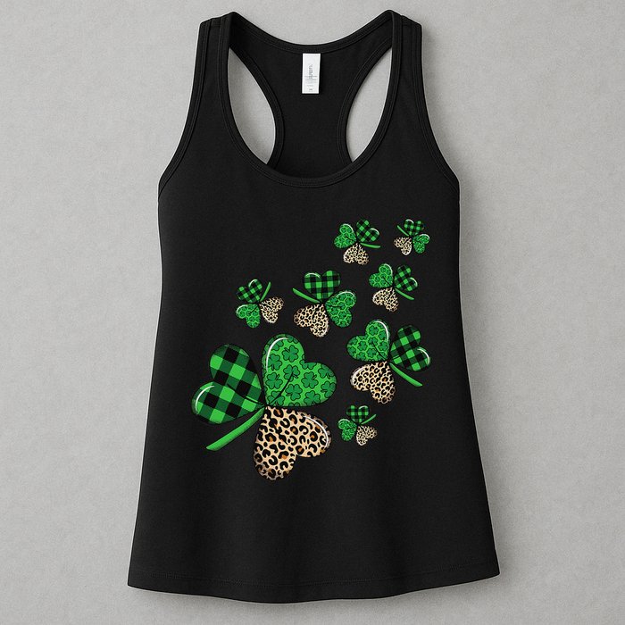 St. Patricks Day Shamrock Irish Leopard Print Plaid Pattern Womens Tank Top