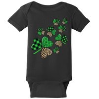 St. Patricks Day Shamrock Irish Leopard Print Plaid Pattern Baby Bodysuit