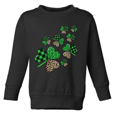 St. Patricks Day Shamrock Irish Leopard Print Plaid Pattern Toddler Sweatshirt