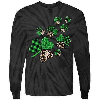 St. Patricks Day Shamrock Irish Leopard Print Plaid Pattern Tie-Dye Long Sleeve Shirt
