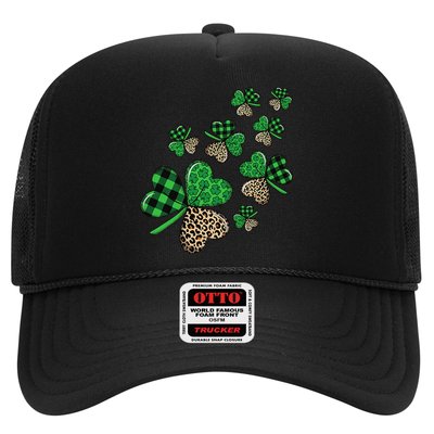 St. Patricks Day Shamrock Irish Leopard Print Plaid Pattern Trucker Hat