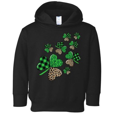 St. Patricks Day Shamrock Irish Leopard Print Plaid Pattern Toddler Hoodie