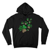 St. Patricks Day Shamrock Irish Leopard Print Plaid Pattern Tall Hoodie