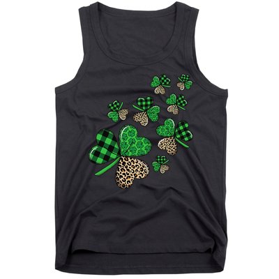 St. Patricks Day Shamrock Irish Leopard Print Plaid Pattern Tank Top