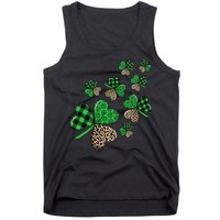 St. Patricks Day Shamrock Irish Leopard Print Plaid Pattern Tank Top
