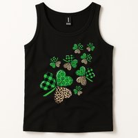 St. Patricks Day Shamrock Irish Leopard Print Plaid Pattern Tank Top