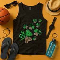 St. Patricks Day Shamrock Irish Leopard Print Plaid Pattern Tank Top