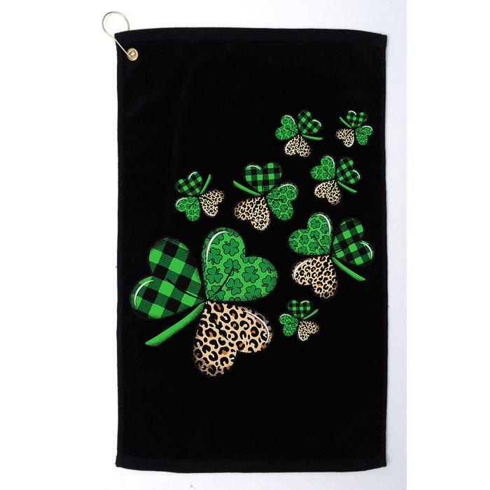 St. Patricks Day Shamrock Irish Leopard Print Plaid Pattern Golf Towel