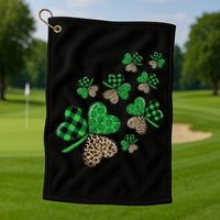 St. Patricks Day Shamrock Irish Leopard Print Plaid Pattern Golf Towel