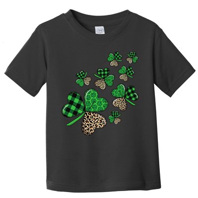St. Patricks Day Shamrock Irish Leopard Print Plaid Pattern Toddler T-Shirt