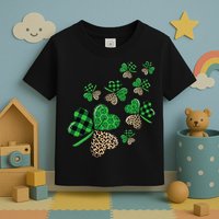 St. Patricks Day Shamrock Irish Leopard Print Plaid Pattern Toddler T-Shirt