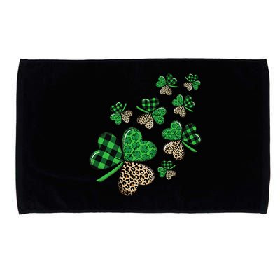 St. Patricks Day Shamrock Irish Leopard Print Plaid Pattern Microfiber Hand Towel