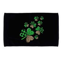 St. Patricks Day Shamrock Irish Leopard Print Plaid Pattern Microfiber Hand Towel