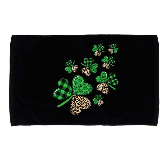 St. Patricks Day Shamrock Irish Leopard Print Plaid Pattern Microfiber Hand Towel