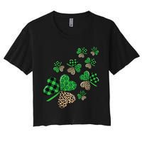 St. Patricks Day Shamrock Irish Leopard Print Plaid Pattern Crop Top