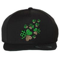 St. Patricks Day Shamrock Irish Leopard Print Plaid Pattern Wool Snapback Cap
