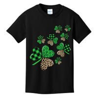 St. Patricks Day Shamrock Irish Leopard Print Plaid Pattern Kids T-Shirt
