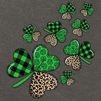 St. Patricks Day Shamrock Irish Leopard Print Plaid Pattern Cotton Canvas Backpack