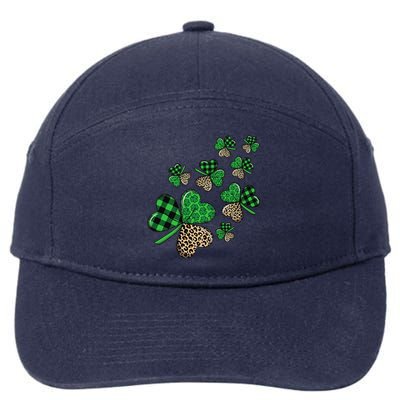 St. Patricks Day Shamrock Irish Leopard Print Plaid Pattern 7-Panel Snapback Hat