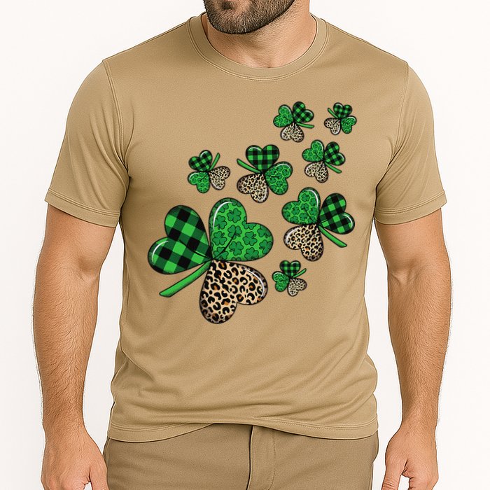 St. Patricks Day Shamrock Irish Leopard Print Plaid Pattern Performance Shirt