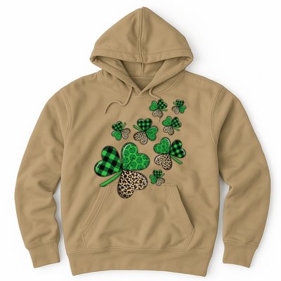 St. Patricks Day Shamrock Irish Leopard Print Plaid Pattern Hoodie
