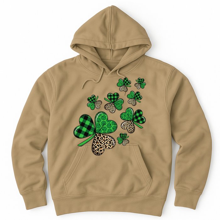 St. Patricks Day Shamrock Irish Leopard Print Plaid Pattern Hoodie