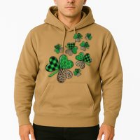 St. Patricks Day Shamrock Irish Leopard Print Plaid Pattern Hoodie