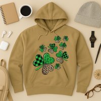 St. Patricks Day Shamrock Irish Leopard Print Plaid Pattern Hoodie