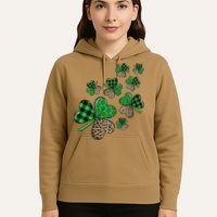 St. Patricks Day Shamrock Irish Leopard Print Plaid Pattern Hoodie