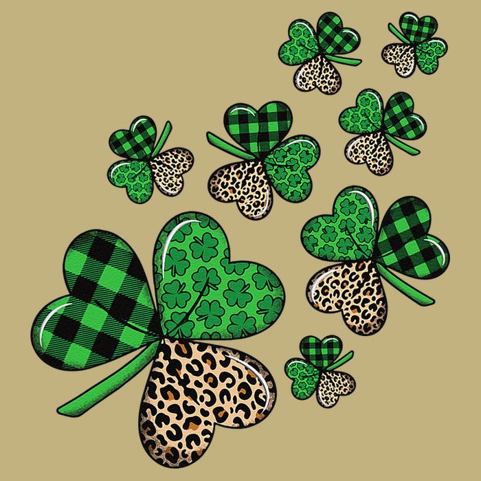St. Patricks Day Shamrock Irish Leopard Print Plaid Pattern Hoodie