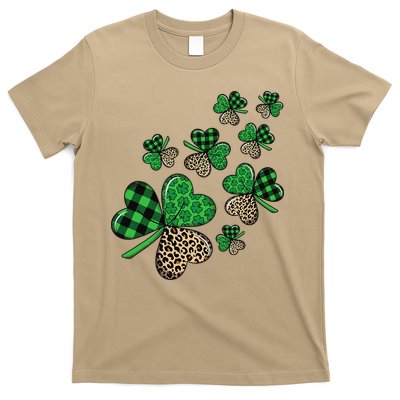 St. Patricks Day Shamrock Irish Leopard Print Plaid Pattern T-Shirt