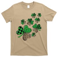 St. Patricks Day Shamrock Irish Leopard Print Plaid Pattern T-Shirt
