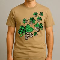 St. Patricks Day Shamrock Irish Leopard Print Plaid Pattern T-Shirt