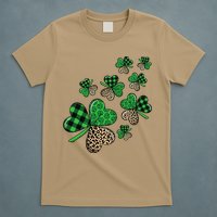 St. Patricks Day Shamrock Irish Leopard Print Plaid Pattern T-Shirt
