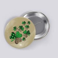 St. Patricks Day Shamrock Irish Leopard Print Plaid Pattern Button