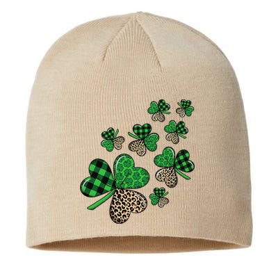 St. Patricks Day Shamrock Irish Leopard Print Plaid Pattern Sustainable Beanie