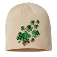 St. Patricks Day Shamrock Irish Leopard Print Plaid Pattern Sustainable Beanie