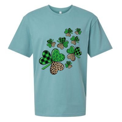 St. Patricks Day Shamrock Irish Leopard Print Plaid Pattern Sueded Cloud Jersey T-Shirt