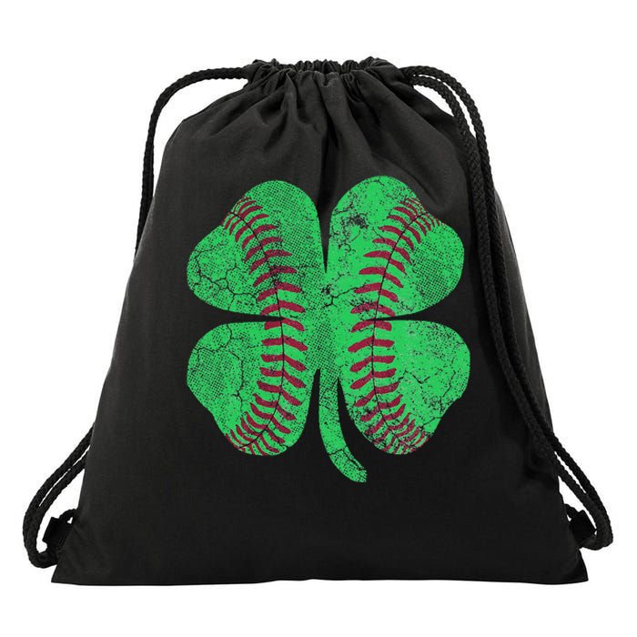 St Patrick's Day Shamrock Baseball Saint Paddy's Drawstring Bag