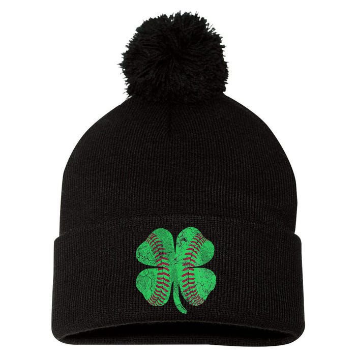 St Patrick's Day Shamrock Baseball Saint Paddy's Pom Pom 12in Knit Beanie