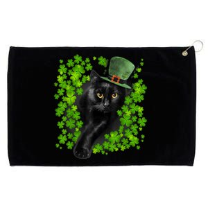 St Patrick Day Black Cat 3 Leaf Clover Kitten Lover Irish Grommeted Golf Towel