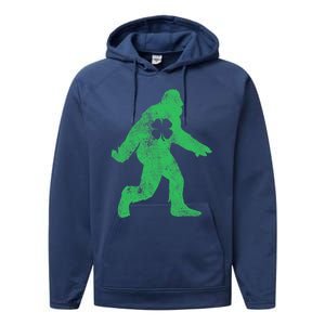 St Patrick's Day Bigfoot Sasquatch Saint Paddys Irish Performance Fleece Hoodie