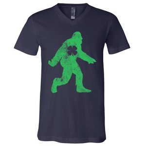 St Patrick's Day Bigfoot Sasquatch Saint Paddys Irish V-Neck T-Shirt