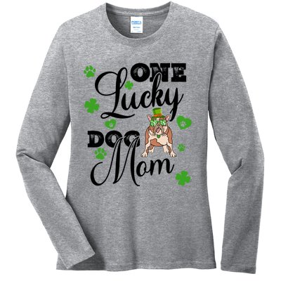 St Patrick's Day Dog Mom One Lucky Dog Mom Cute Gift Ladies Long Sleeve Shirt