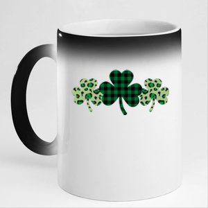 St Patricks Day Shamrock Pattern 11oz Black Color Changing Mug