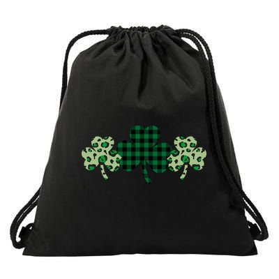 St Patricks Day Shamrock Pattern Drawstring Bag