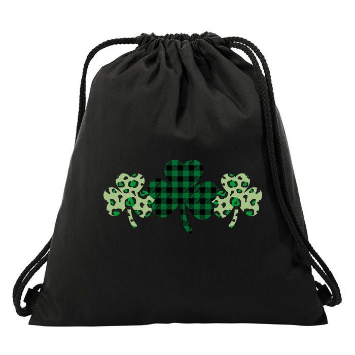 St Patricks Day Shamrock Pattern Drawstring Bag